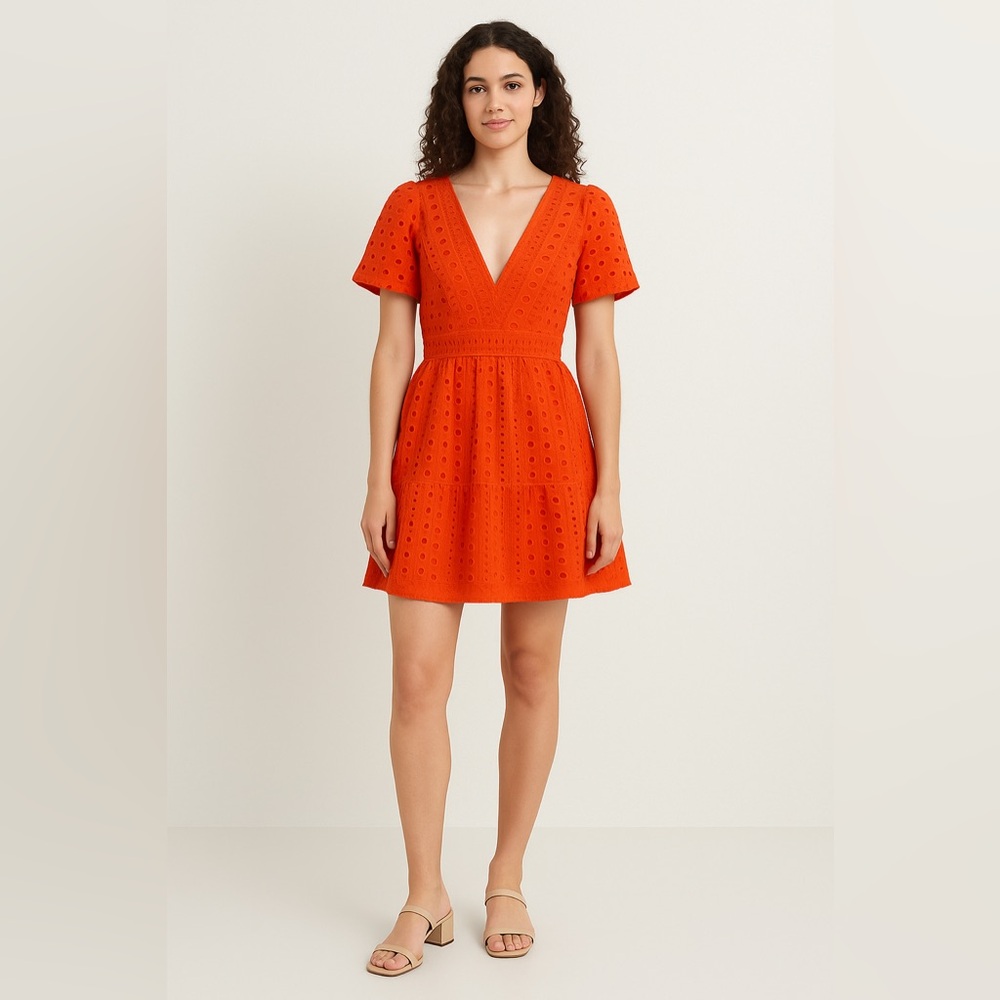 Cynthia Rowley Women’s Coral Cotton Eyelet Lace Mini Dress